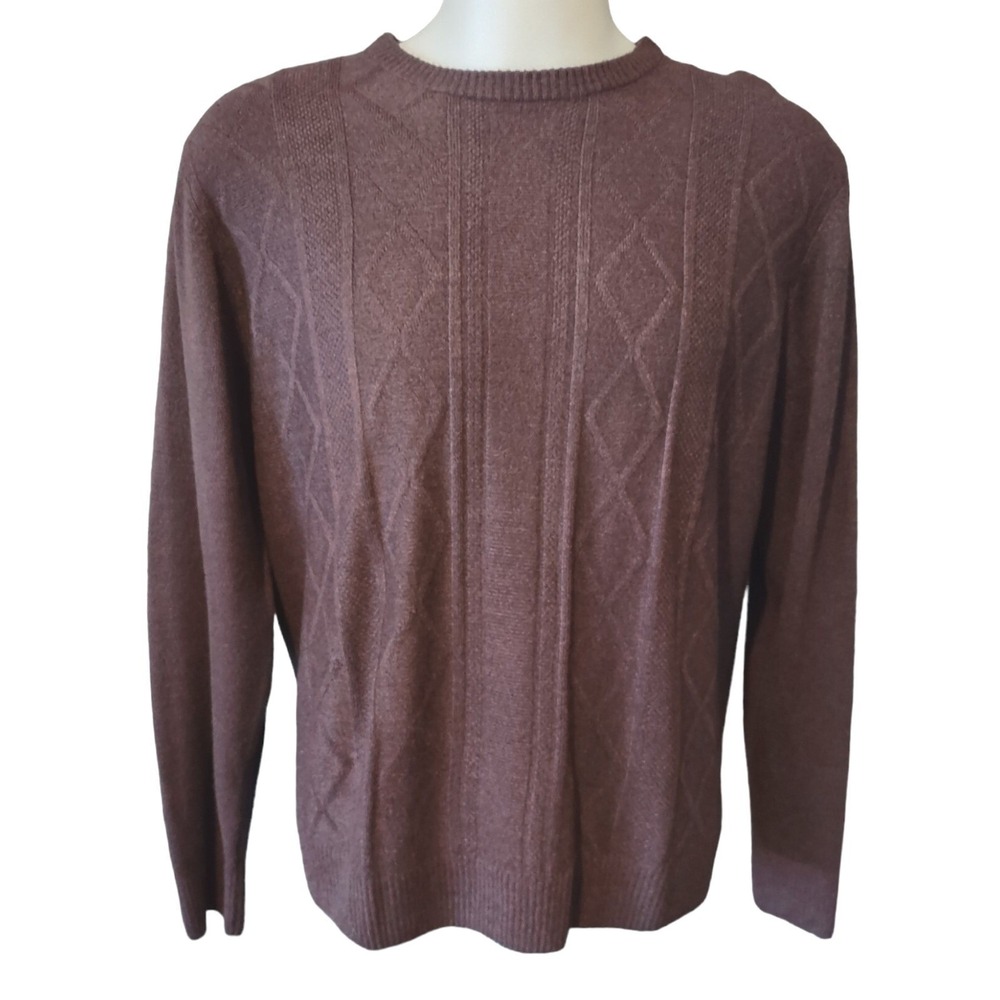 Tricots St Raphael Sweater XL Cabin Grandpa Norm Core Brown Cable Knit Crew Mens